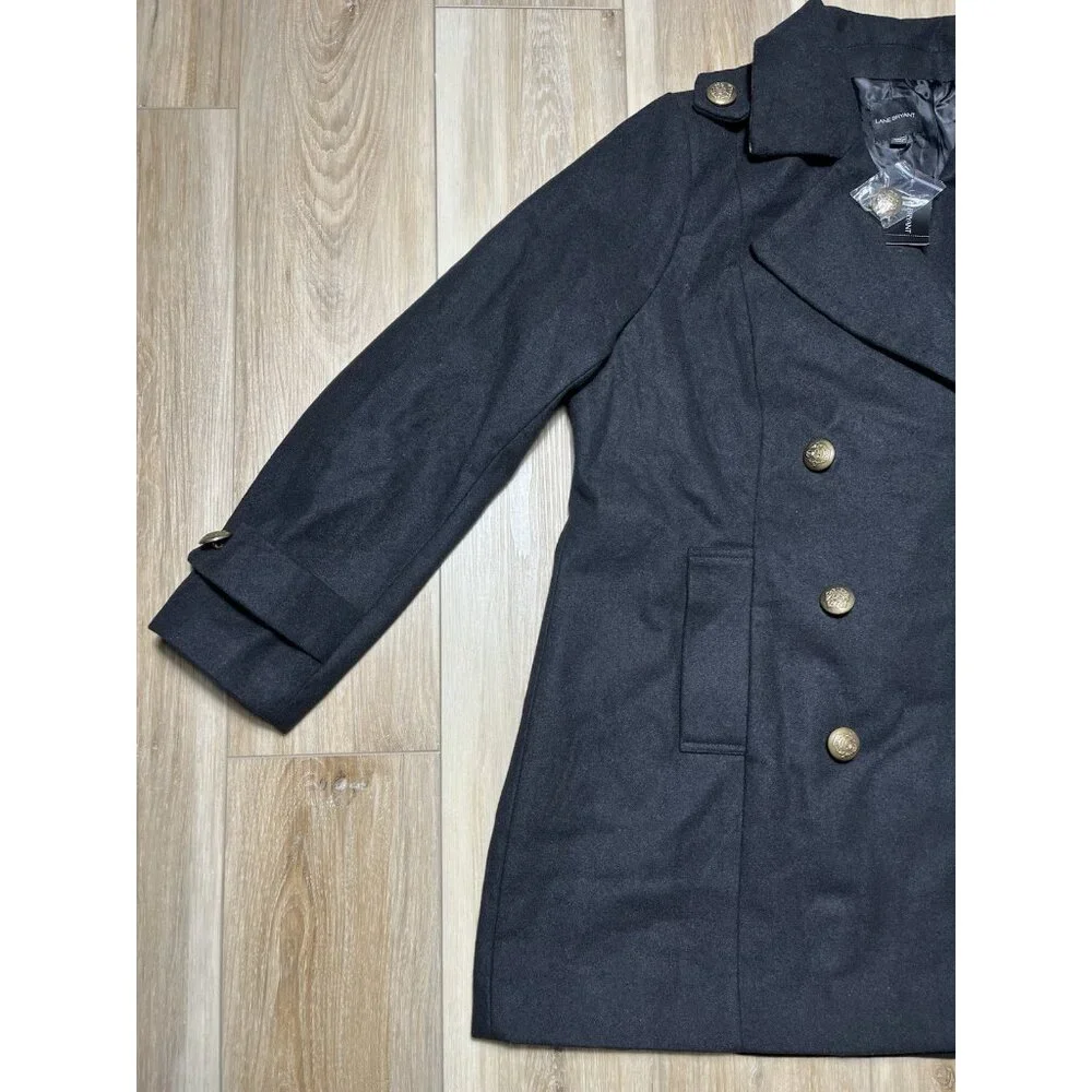 NWT Lane Bryant Wool Black Pea Coat - Women Size 18 / 20 - Picture 7 of 16